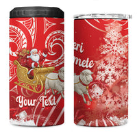 New Zealand Christmas In July Personalised 4 in 1 Can Cooler Tumbler Funny Santa Sheep Meri Kirihimete Red