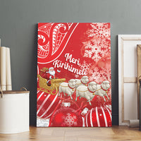 New Zealand Christmas In July Canvas Wall Art Funny Santa Sheep Meri Kirihimete Red