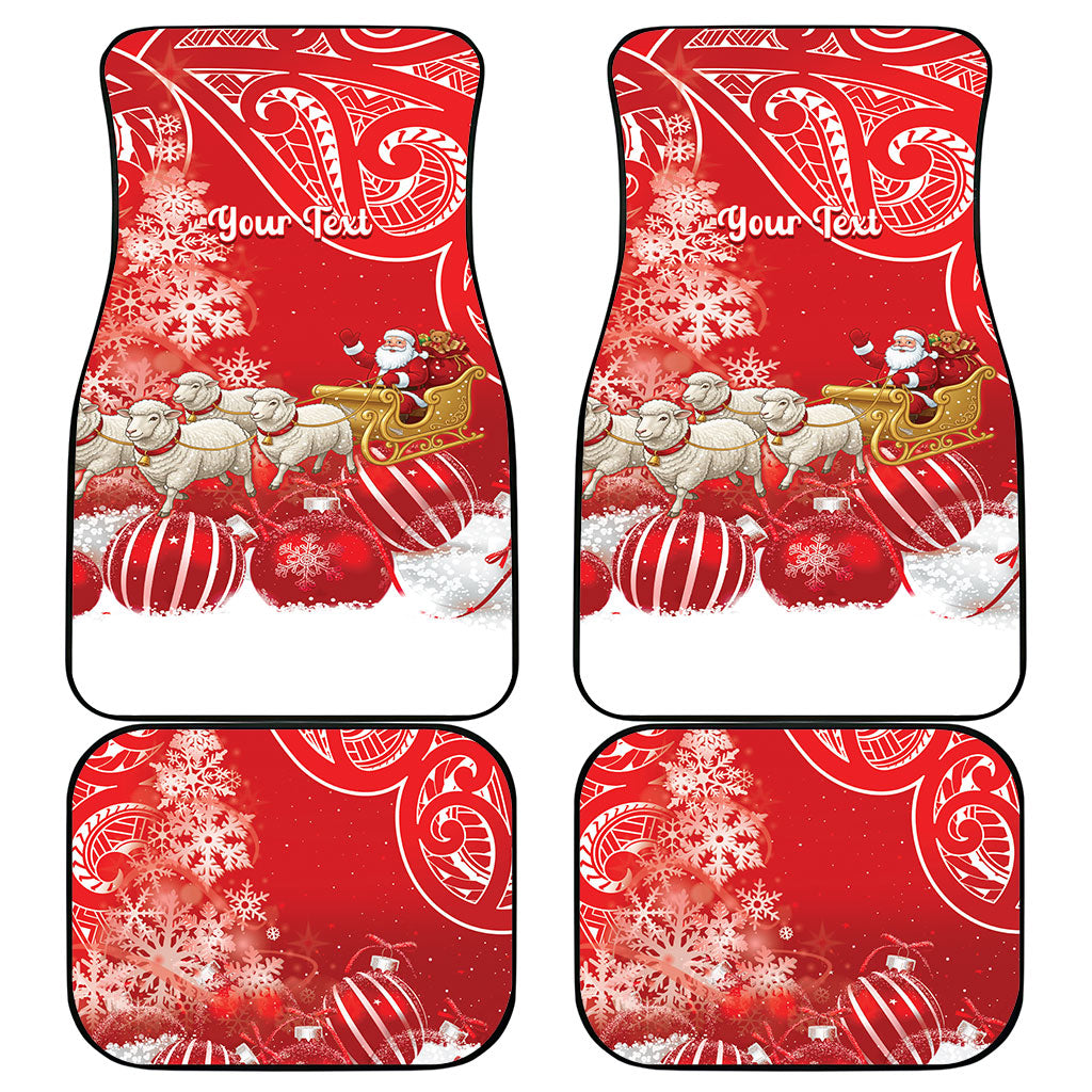 New Zealand Christmas In July Personalised Car Mats Funny Santa Sheep Meri Kirihimete Red