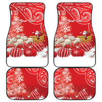 New Zealand Christmas In July Personalised Car Mats Funny Santa Sheep Meri Kirihimete Red
