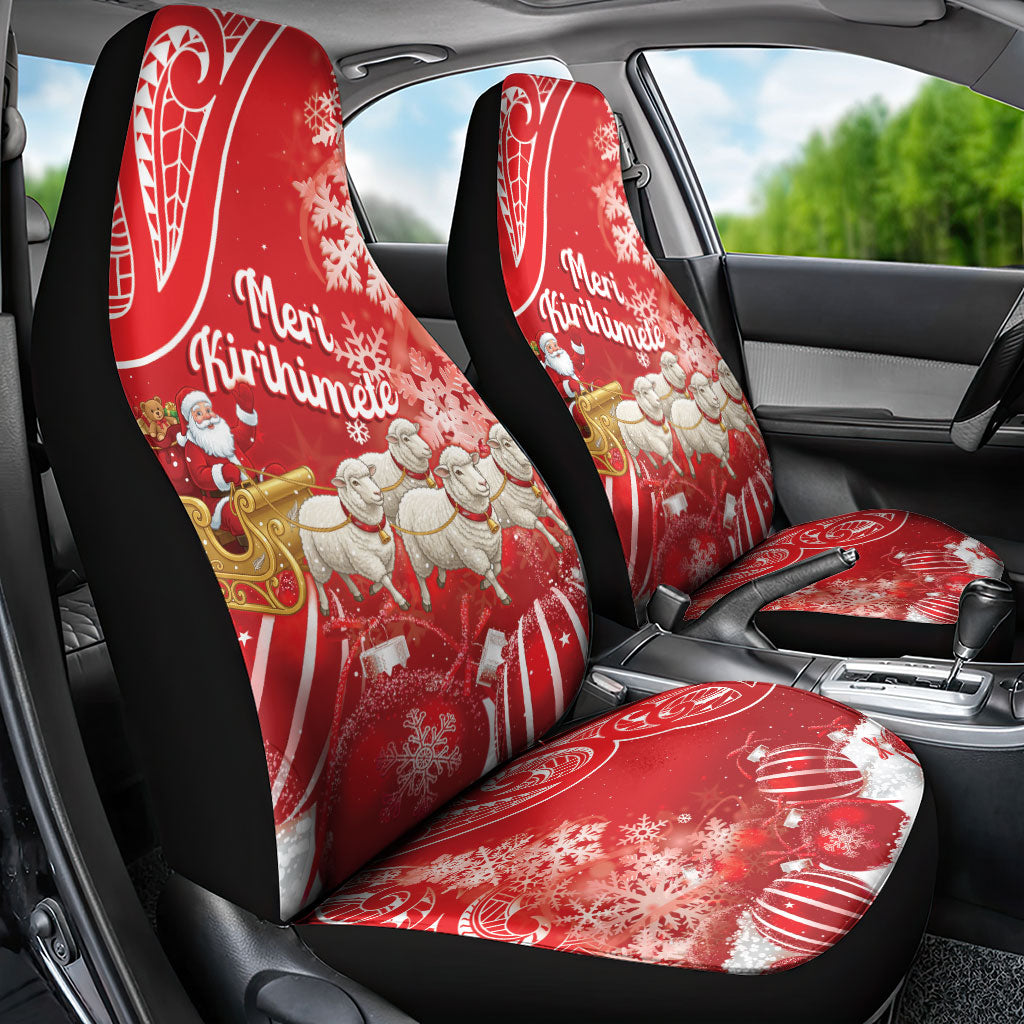 New Zealand Christmas In July Car Seat Cover Funny Santa Sheep Meri Kirihimete Red