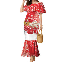 New Zealand Christmas In July Personalised Family Matching Mermaid Dress and Hawaiian Shirt Funny Santa Sheep Meri Kirihimete Red