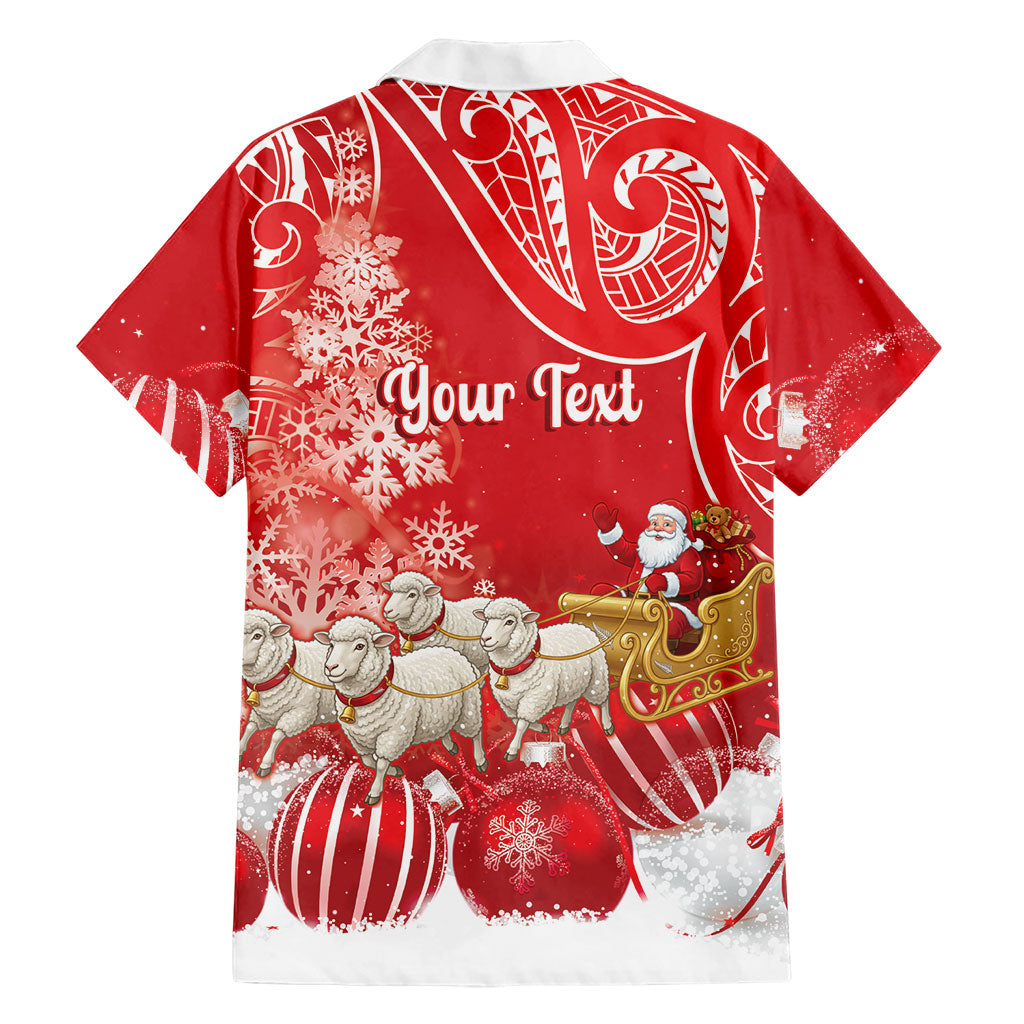 New Zealand Christmas In July Personalised Family Matching Off Shoulder Maxi Dress and Hawaiian Shirt Funny Santa Sheep Meri Kirihimete Red