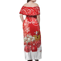 New Zealand Christmas In July Personalised Family Matching Off Shoulder Maxi Dress and Hawaiian Shirt Funny Santa Sheep Meri Kirihimete Red