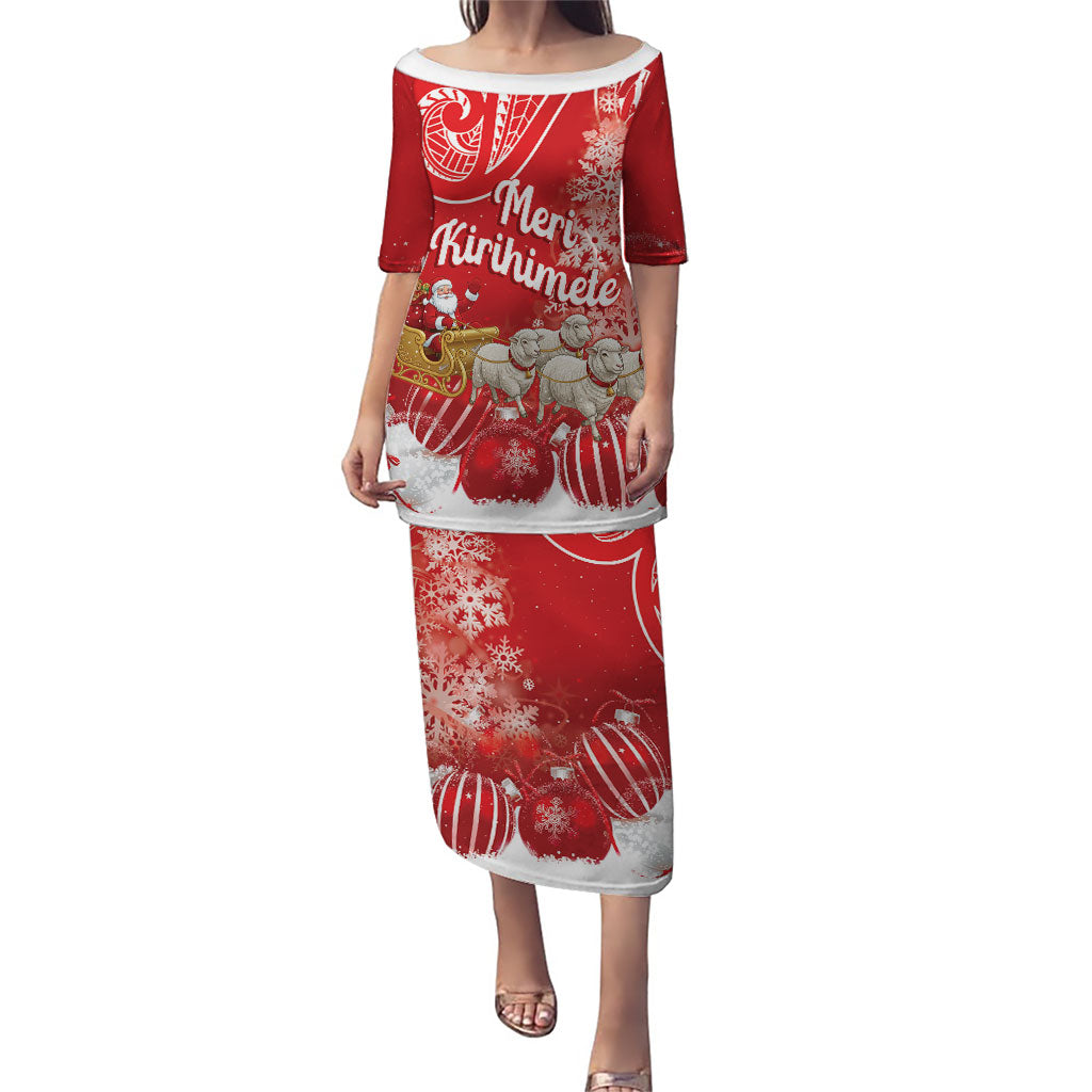 New Zealand Christmas In July Personalised Family Matching Puletasi and Hawaiian Shirt Funny Santa Sheep Meri Kirihimete Red