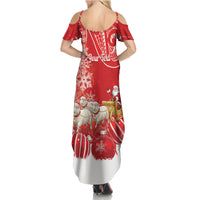 New Zealand Christmas In July Personalised Family Matching Summer Maxi Dress and Hawaiian Shirt Funny Santa Sheep Meri Kirihimete Red