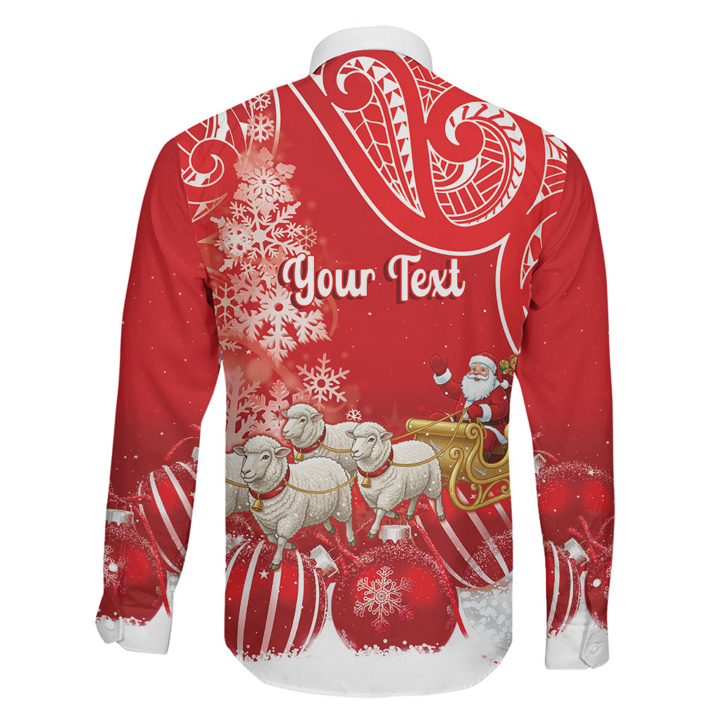 New Zealand Christmas In July Personalised Family Matching Tank Maxi Dress and Hawaiian Shirt Funny Santa Sheep Meri Kirihimete Red