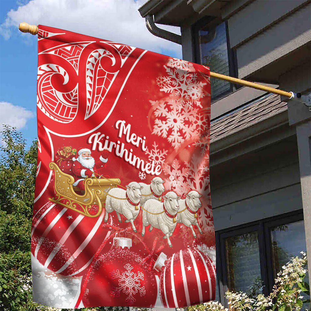 New Zealand Christmas In July Garden Flag Funny Santa Sheep Meri Kirihimete Red