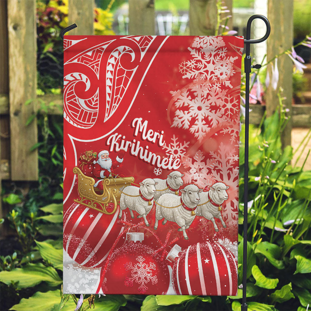 New Zealand Christmas In July Garden Flag Funny Santa Sheep Meri Kirihimete Red