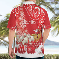 New Zealand Christmas In July Personalised Hawaiian Shirt Funny Santa Sheep Meri Kirihimete Red