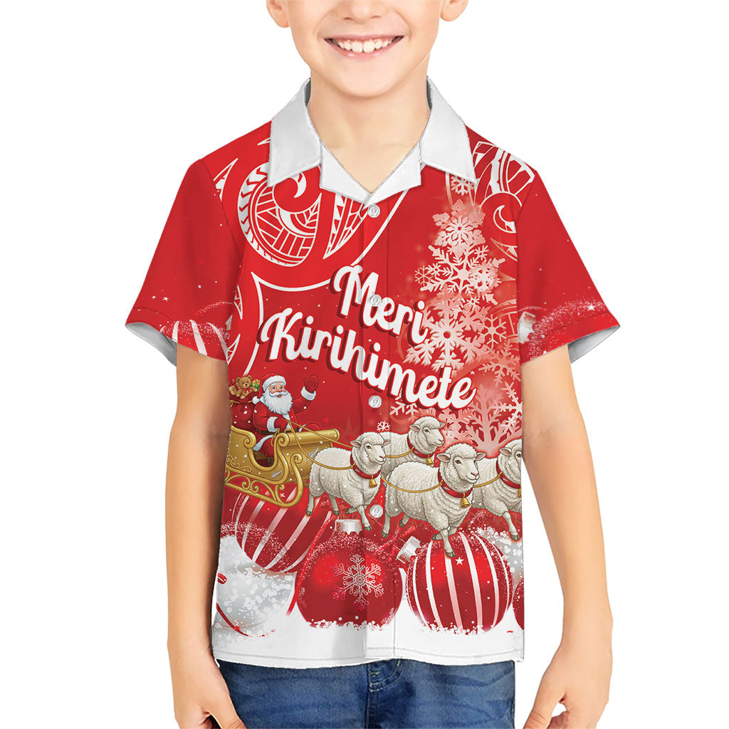 New Zealand Christmas In July Personalised Hawaiian Shirt Funny Santa Sheep Meri Kirihimete Red