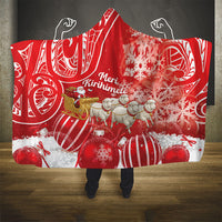 New Zealand Christmas In July Hooded Blanket Funny Santa Sheep Meri Kirihimete Red