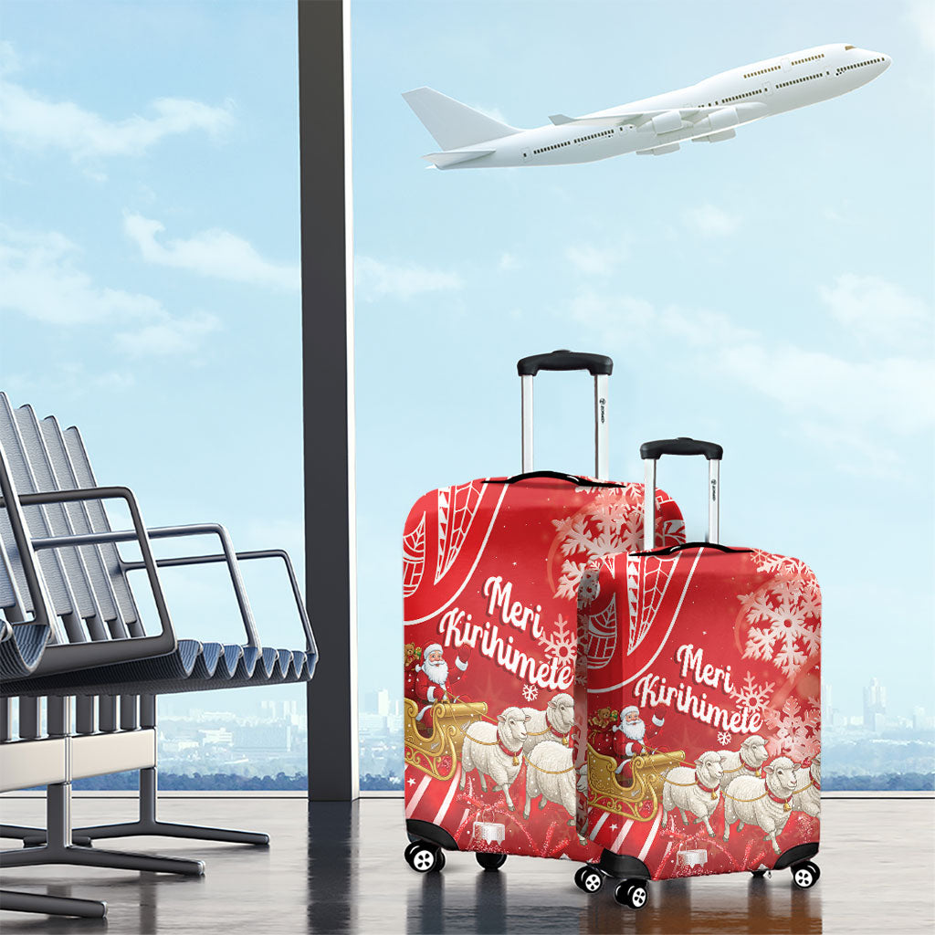 New Zealand Christmas In July Luggage Cover Funny Santa Sheep Meri Kirihimete Red