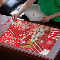 New Zealand Christmas In July Puzzle Funny Santa Sheep Meri Kirihimete Red