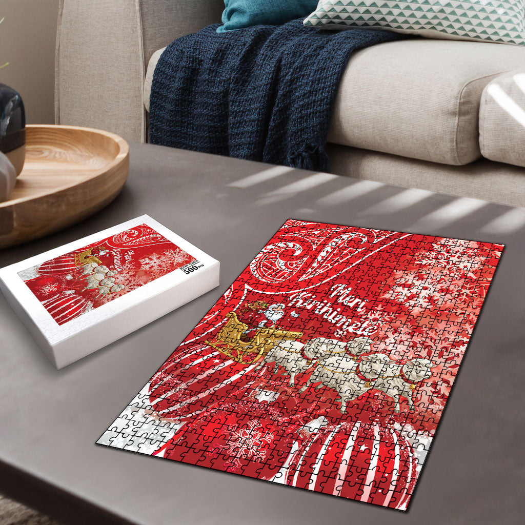 New Zealand Christmas In July Puzzle Funny Santa Sheep Meri Kirihimete Red