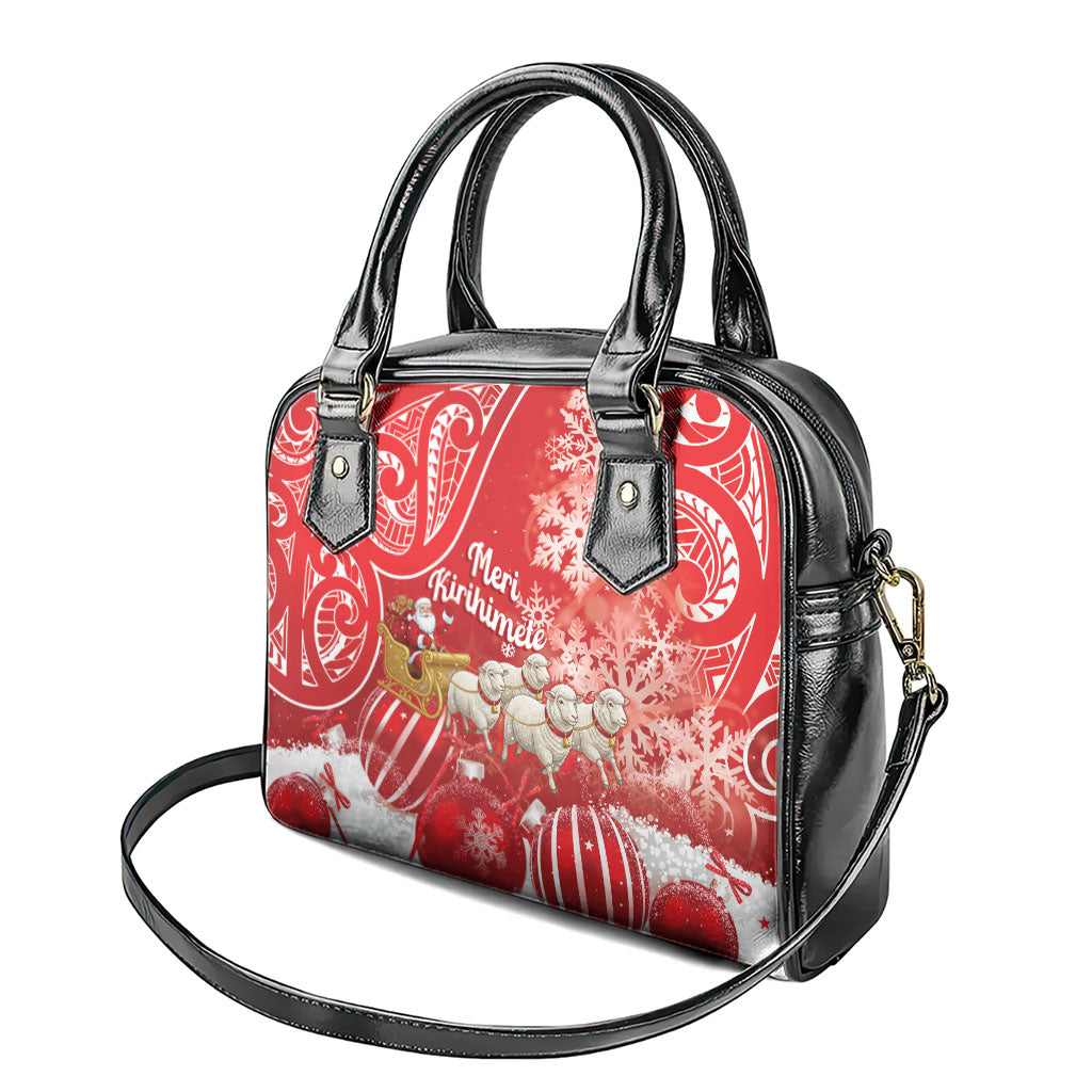 New Zealand Christmas In July Shoulder Handbag Funny Santa Sheep Meri Kirihimete Red