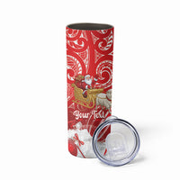 New Zealand Christmas In July Personalised Skinny Tumbler Funny Santa Sheep Meri Kirihimete Red