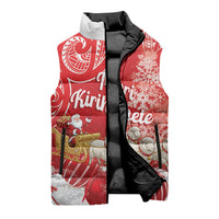 New Zealand Christmas In July Personalised Sleeveless Puffer Jacket Funny Santa Sheep Meri Kirihimete Red
