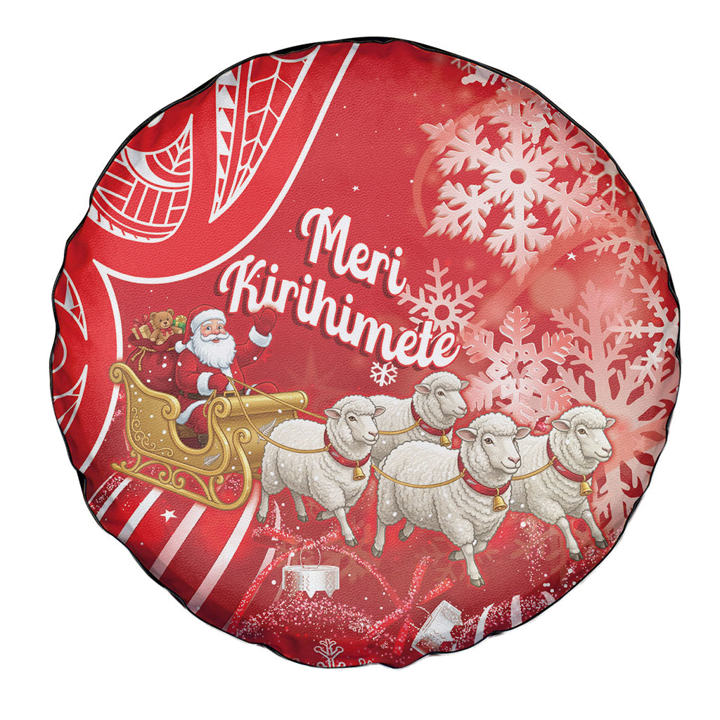 New Zealand Christmas In July Spare Tire Cover Funny Santa Sheep Meri Kirihimete Red