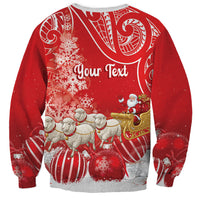 New Zealand Christmas In July Personalised Sweatshirt Funny Santa Sheep Meri Kirihimete Red