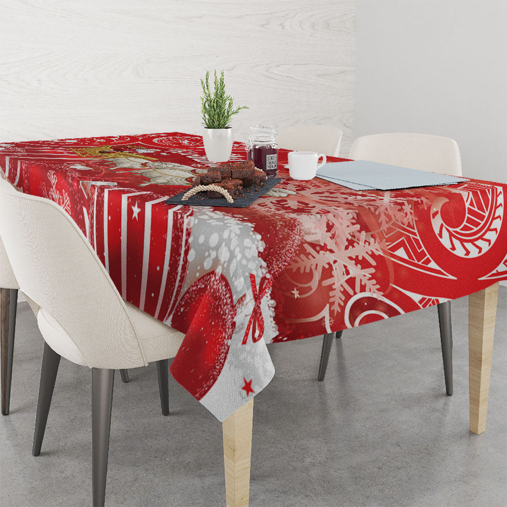 New Zealand Christmas In July Tablecloth Funny Santa Sheep Meri Kirihimete Red