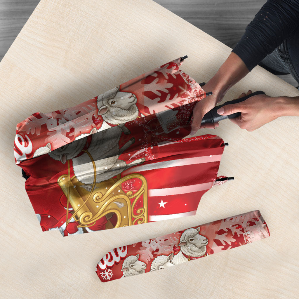 New Zealand Christmas In July Umbrella Funny Santa Sheep Meri Kirihimete Red