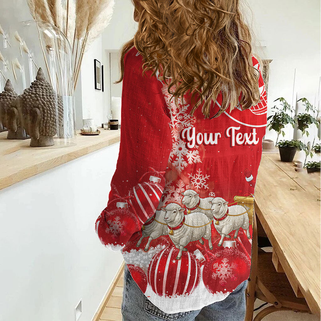 New Zealand Christmas In July Personalised Women Casual Shirt Funny Santa Sheep Meri Kirihimete Red