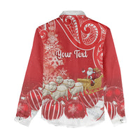 New Zealand Christmas In July Personalised Women Casual Shirt Funny Santa Sheep Meri Kirihimete Red