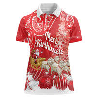 New Zealand Christmas In July Personalised Women Polo Shirt Funny Santa Sheep Meri Kirihimete Red