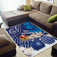 New Zealand Christmas In July Area Rug Funny Santa Sheep Meri Kirihimete Blue