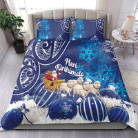 New Zealand Christmas In July Bedding Set Funny Santa Sheep Meri Kirihimete Blue