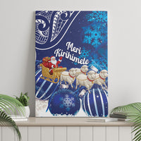 New Zealand Christmas In July Canvas Wall Art Funny Santa Sheep Meri Kirihimete Blue