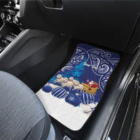 New Zealand Christmas In July Personalised Car Mats Funny Santa Sheep Meri Kirihimete Blue