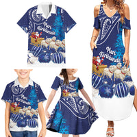 New Zealand Christmas In July Personalised Family Matching Summer Maxi Dress and Hawaiian Shirt Funny Santa Sheep Meri Kirihimete Blue