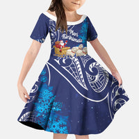 New Zealand Christmas In July Personalised Family Matching Tank Maxi Dress and Hawaiian Shirt Funny Santa Sheep Meri Kirihimete Blue