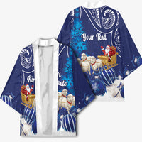 New Zealand Christmas In July Personalised Kimono Funny Santa Sheep Meri Kirihimete Blue