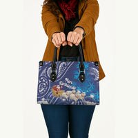New Zealand Christmas In July Leather Bag Funny Santa Sheep Meri Kirihimete Blue