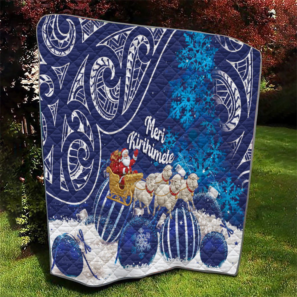 New Zealand Christmas In July Quilt Funny Santa Sheep Meri Kirihimete Blue