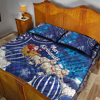 New Zealand Christmas In July Quilt Bed Set Funny Santa Sheep Meri Kirihimete Blue