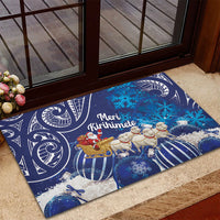 New Zealand Christmas In July Rubber Doormat Funny Santa Sheep Meri Kirihimete Blue