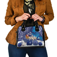 New Zealand Christmas In July Shoulder Handbag Funny Santa Sheep Meri Kirihimete Blue