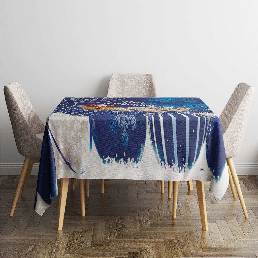 New Zealand Christmas In July Tablecloth Funny Santa Sheep Meri Kirihimete Blue