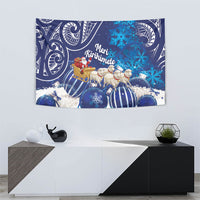 New Zealand Christmas In July Tapestry Funny Santa Sheep Meri Kirihimete Blue