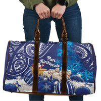 New Zealand Christmas In July Travel Bag Funny Santa Sheep Meri Kirihimete Blue