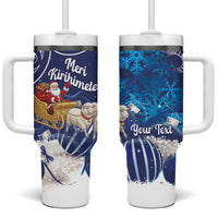 New Zealand Christmas In July Personalised Tumbler With Handle Funny Santa Sheep Meri Kirihimete Blue