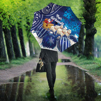 New Zealand Christmas In July Umbrella Funny Santa Sheep Meri Kirihimete Blue