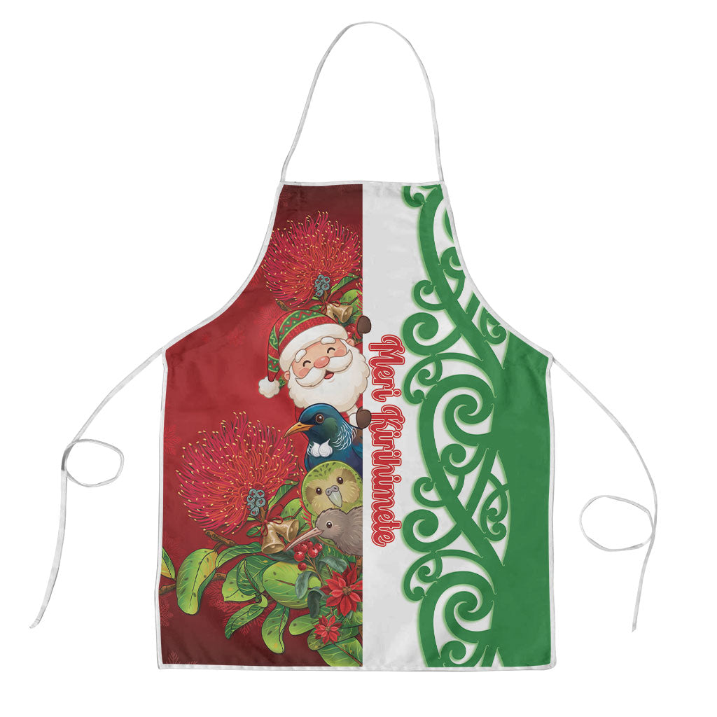 Meri Kirihimete New Zealand Apron Cute Santa NZ Animals and Pohutukawa