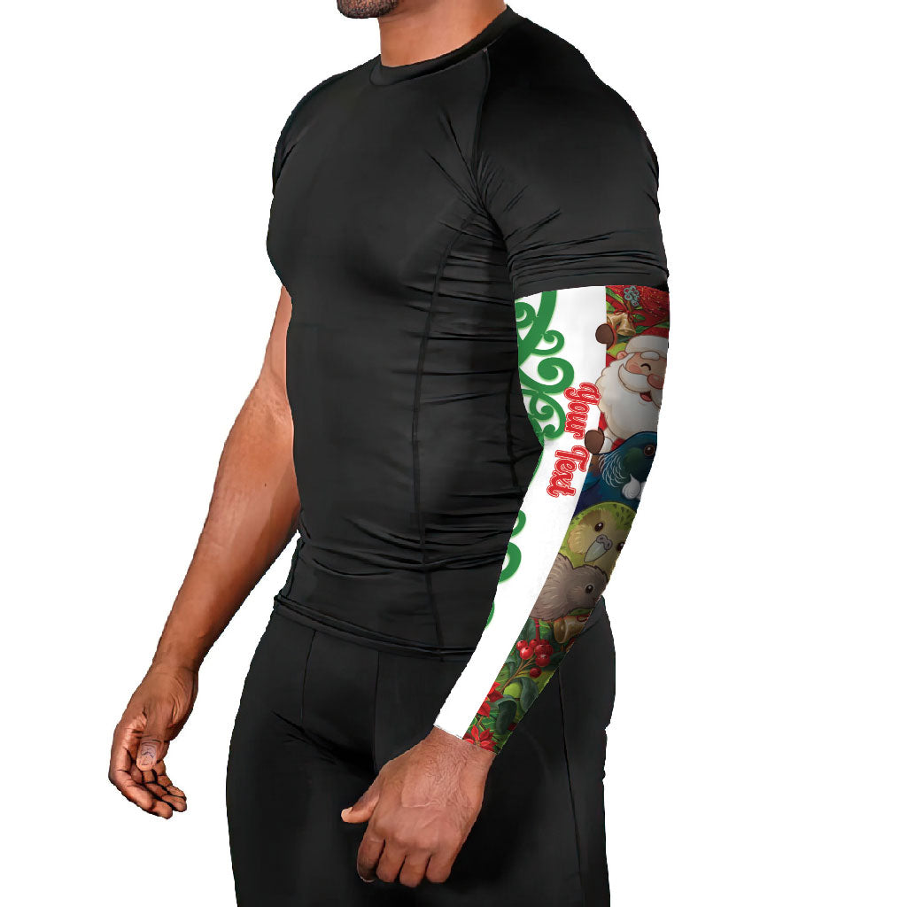 Meri Kirihimete New Zealand Personalised Arm Sleeves Cute Santa NZ Animals and Pohutukawa