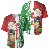Meri Kirihimete New Zealand Personalised Baseball Jersey Cute Santa NZ Animals and Pohutukawa