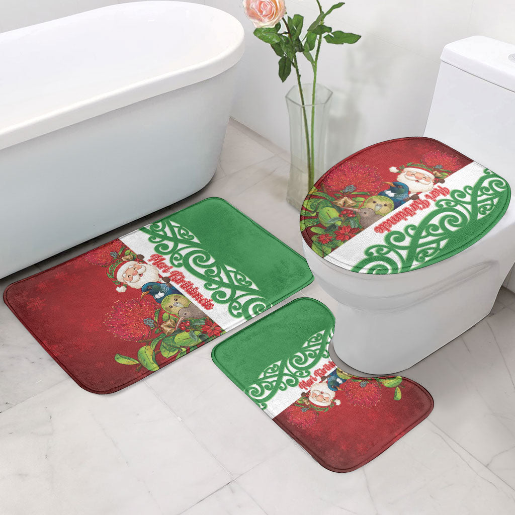 Meri Kirihimete New Zealand Bathroom Set Cute Santa NZ Animals and Pohutukawa